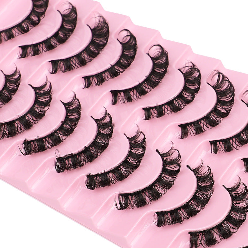 10-Pair Set of New DD Curl Russian Volume Lashes, Large Curve, Dramatic C & D Curls, Thick European & American Style Eyelashes