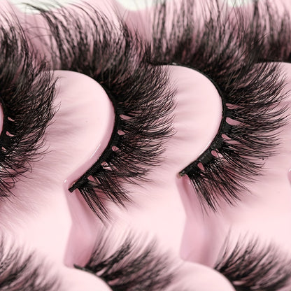 Classic Volume Eyelashes  7 Pairs Fluffy False Eyelashes, Cat Fox Eye Effect, D-Curl 8D Thick Dramatic Lashes that Look Like Lash Extensions