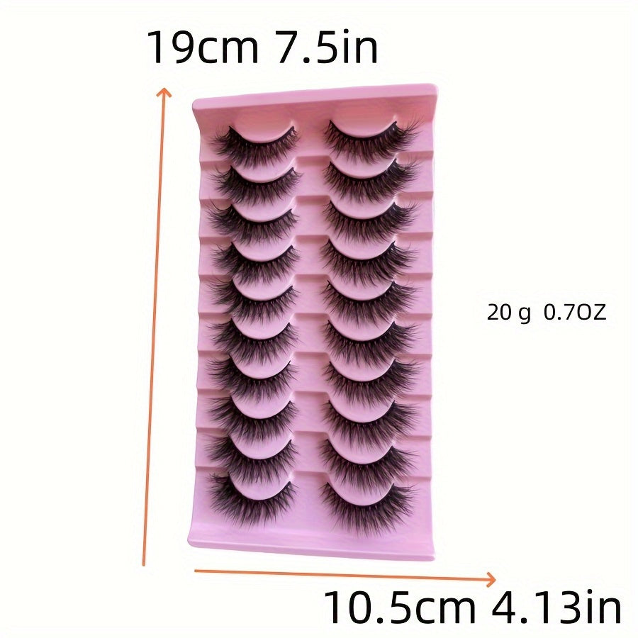 10 Pairs Premium Fluffy Faux Mink False Eyelashes - Volume-Boosted, Naturally Full & Dramatic Cat Eye Style - Luxurious, Lightweight & Reusable for a Flawless Finish