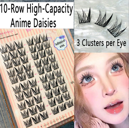 100pcs High-Capacity Glue-Free Daisy False Eyelashes - Natural Fairy Style, Perfect for Daily Wear and Beginners, Voluminous and Curly