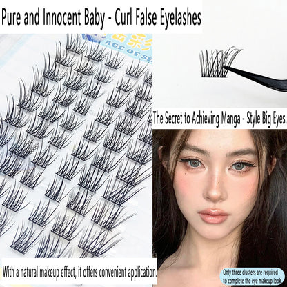 A Must-Have for Lazy People! 10-Row Large-Capacity Single-Cluster False Eyelashes, Baby Curve Fox Style, Pure, Natural, and Super Photogenic, Beginner-Friendly