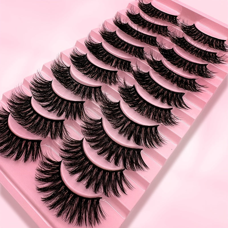 100pcs 10 Pairs of 3D Fluffy Faux Mink Lashes - Thick Curling False Eyelashes for a Natural and Dramatic Look