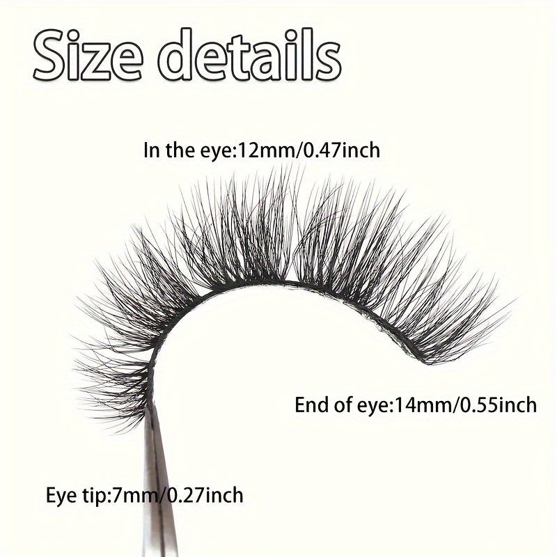 10 Pairs of Thick Cat Eye False Eyelashes - Natural Look, Fluffy, Handmade, Perfect for Daily Makeup.