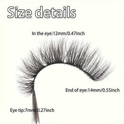 10 Pairs of Thick Cat Eye False Eyelashes - Natural Look, Fluffy, Handmade, Perfect for Daily Makeup.