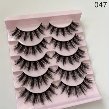 5 Pairs Dramatic Manga Lashes, 3D Wispy Cross Style, Reusable & Lightweight for Anime-Inspired Look