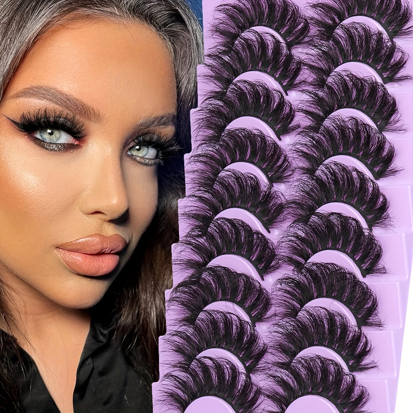 Classic Volume Eyelashes 9 Pairs of Luxurious Furry False Mink Lashes – 8D Dramatic Volume, 20mm Cat-Eye Style, Reusable & Fluffy