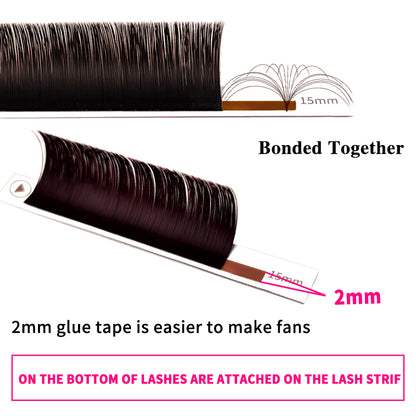 100pcs Brown Easy Fan Eyelashes Extensions – Chocolate Colored Auto-Fanning Blooming Volume Eyelash Fans