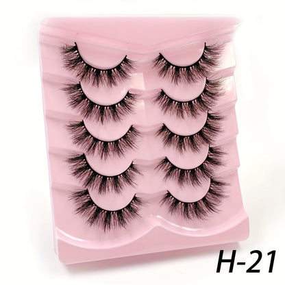 5 Pairs 3D Fluffy False Eyelashes, Wispy Natural Full Strip Lashes, Dramatic Volume Reusable Unscented for Daily Wear