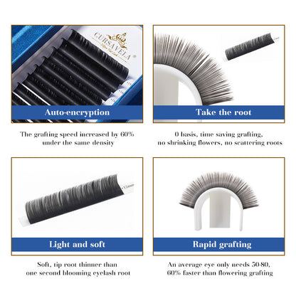 Ellipse Flat Eyelashes CURSAVELA 100pcs Ellipse Flat Eyelash Extensions-Soft Tips,Lightweight Individual Mink Lashes.