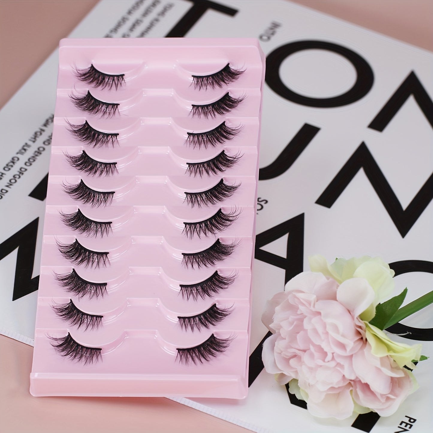 CURSAVELA Natural Cat Eye Short False Eyelashes, 10 Pairs of 10mm Wispy Thick Half Strip Lashes (A02-10F)