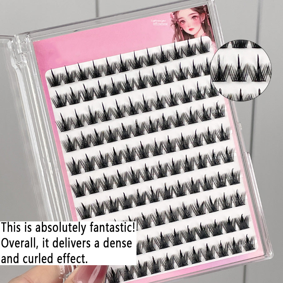 100pcs Glue-Free Pure Wild Devil False Eyelashes - Natural Segmented Self-Adhesive Eyelashes for Beginners
