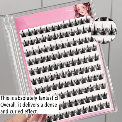 100pcs Glue-Free Pure Wild Devil False Eyelashes - Natural Segmented Self-Adhesive Eyelashes for Beginners