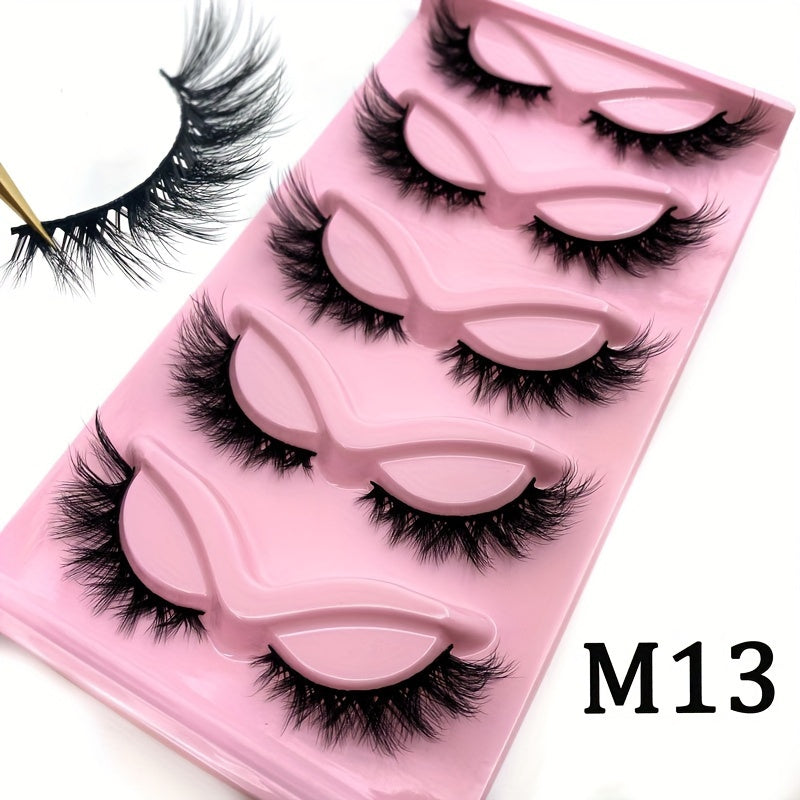 CURSAVELA 5 Pairs Fox Eye Lashes - Wispy Faux Mink Eyelashes, Fluffy Fairy Cat Eyelashes, 9D Spiky Tips False Eyelashes.