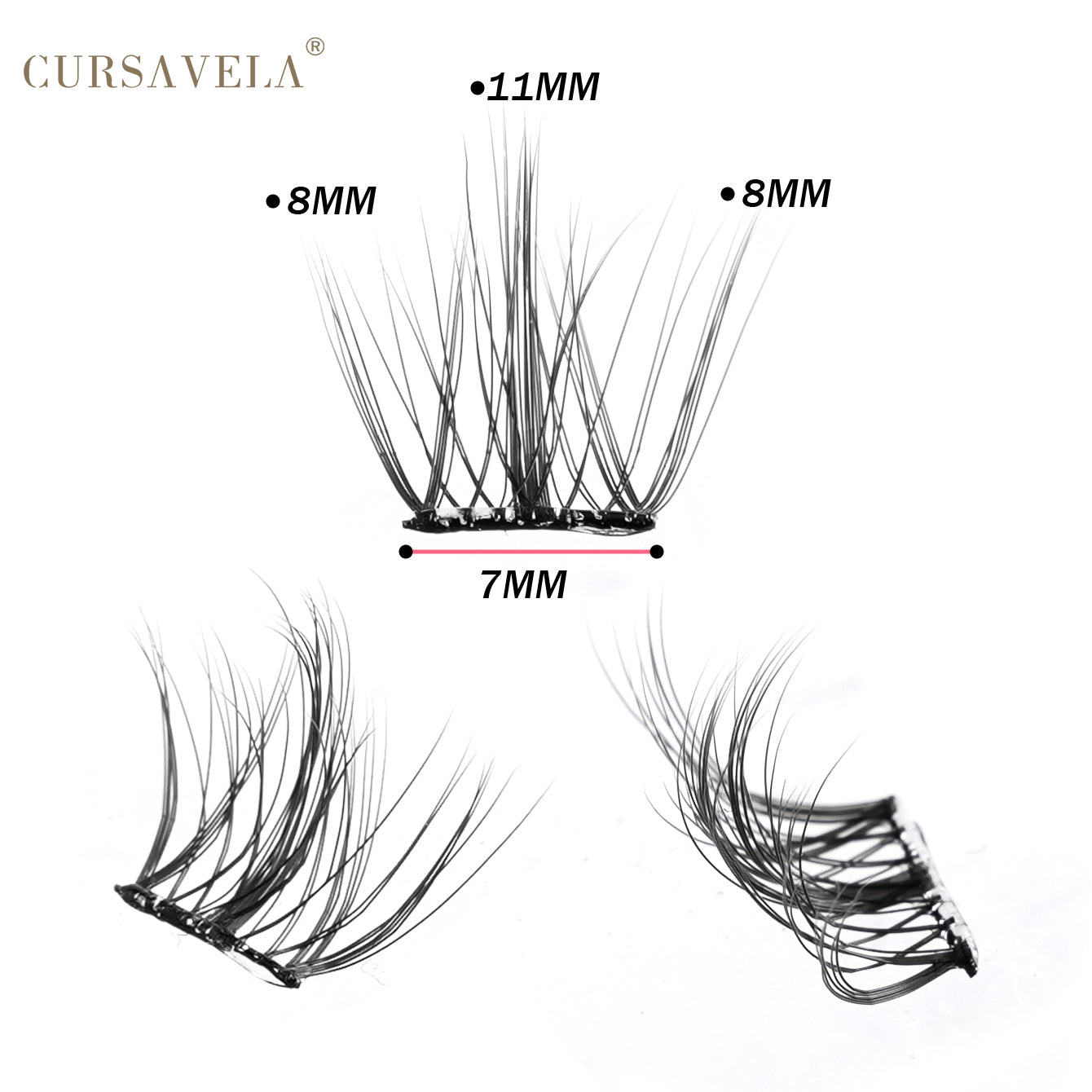 CURSAVELA DIY 100 pcs  Cluster Self Adhesive Eyelashes Natural Long Fake Eyelash Extension