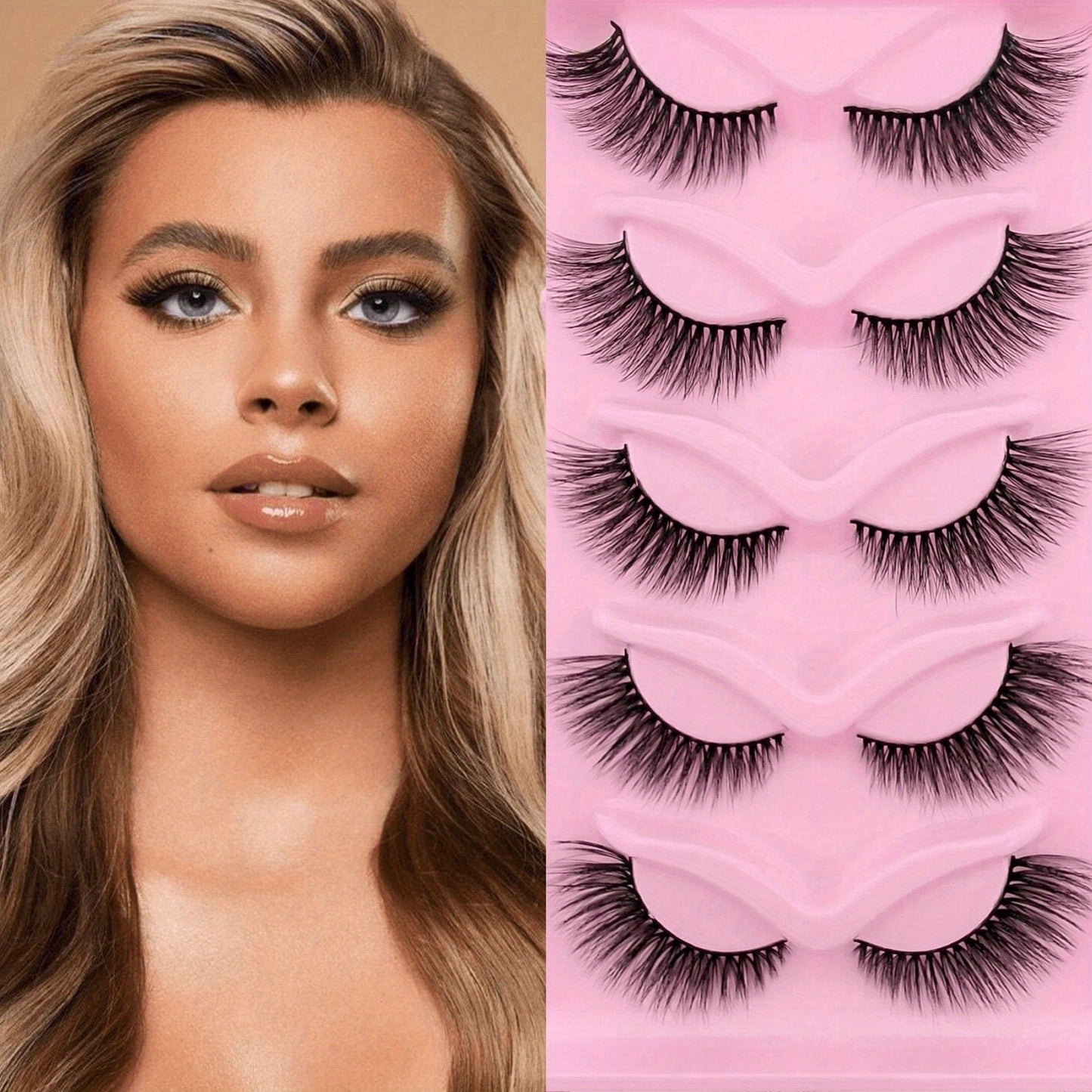 5 Pairs Cat Eye Lashes, Fluffy Cluster Faux Mink False Eyelashes, Natural Curling Slender Lashes