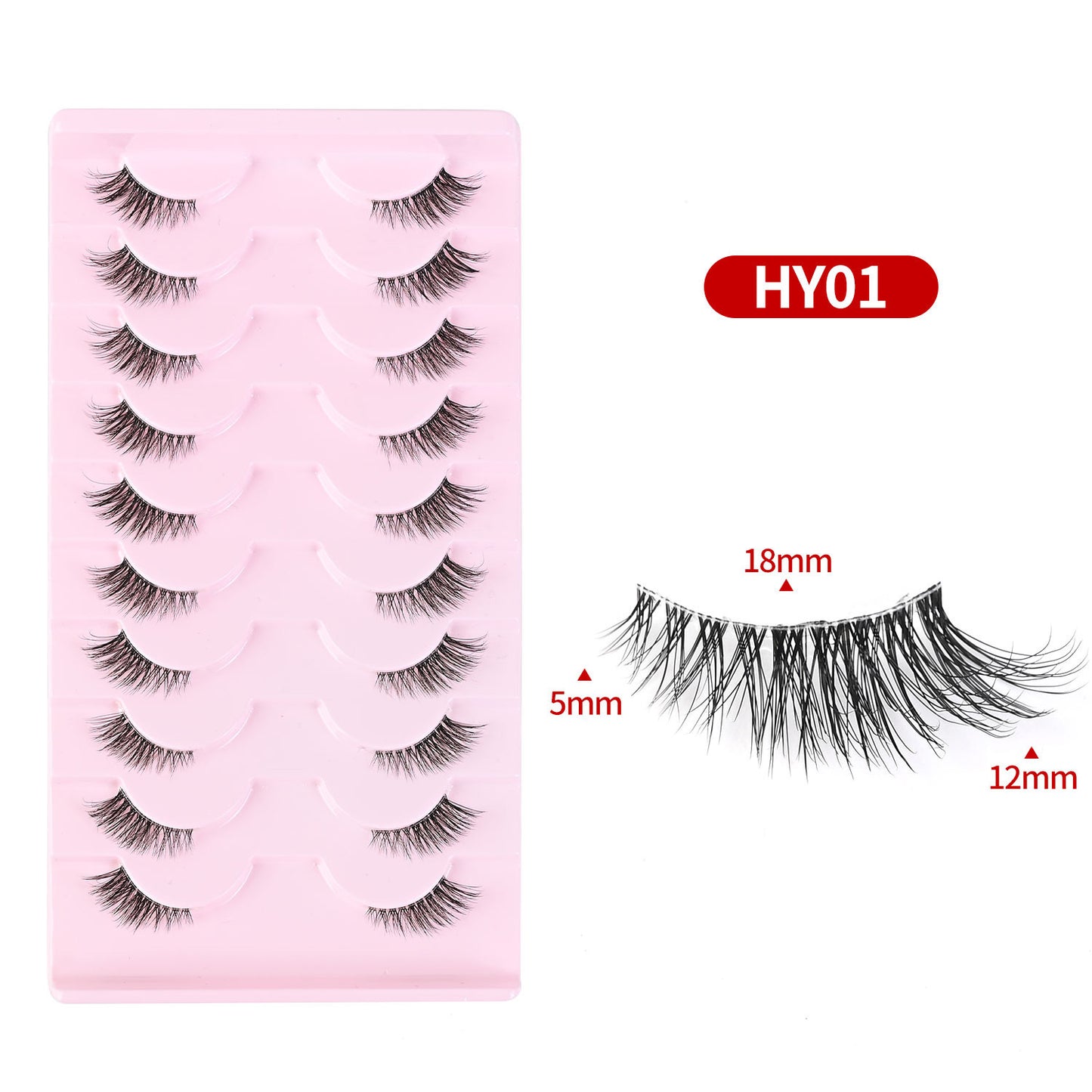 CURSAVELA Cat Eye Lengthening Transparent Stem False Eyelashes 10 Pairs/Set, Dense and Natural Tail Extension Design