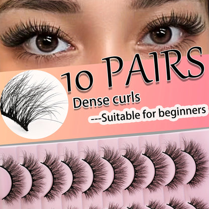 3D Fluffy Natural Look False Eyelashes for Manga & Anime, Reusable, Perfect for Daily & Cosplay Looks