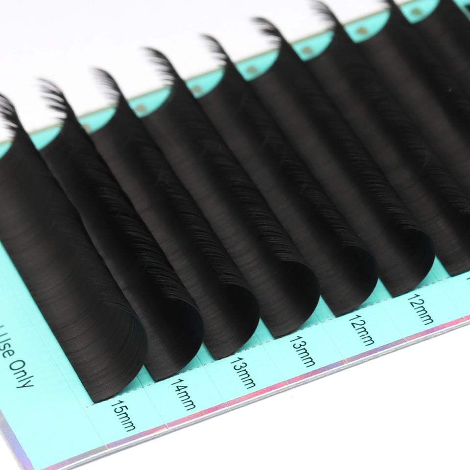 Ellipse Flat Eyelashes CURSAVELA 100pcs C CC D Ellipse Flat False Eyelash Extensions - Matte Split-tips, Fake Eyelashes, Dark Black Flat Ellipse Makeup Lashes.