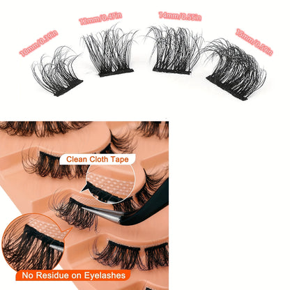 Luxurious D-Curl Wispy Lashes - Natural Cluster False Eyelashes, Premium Strip, Effortless DIY, Reusable.