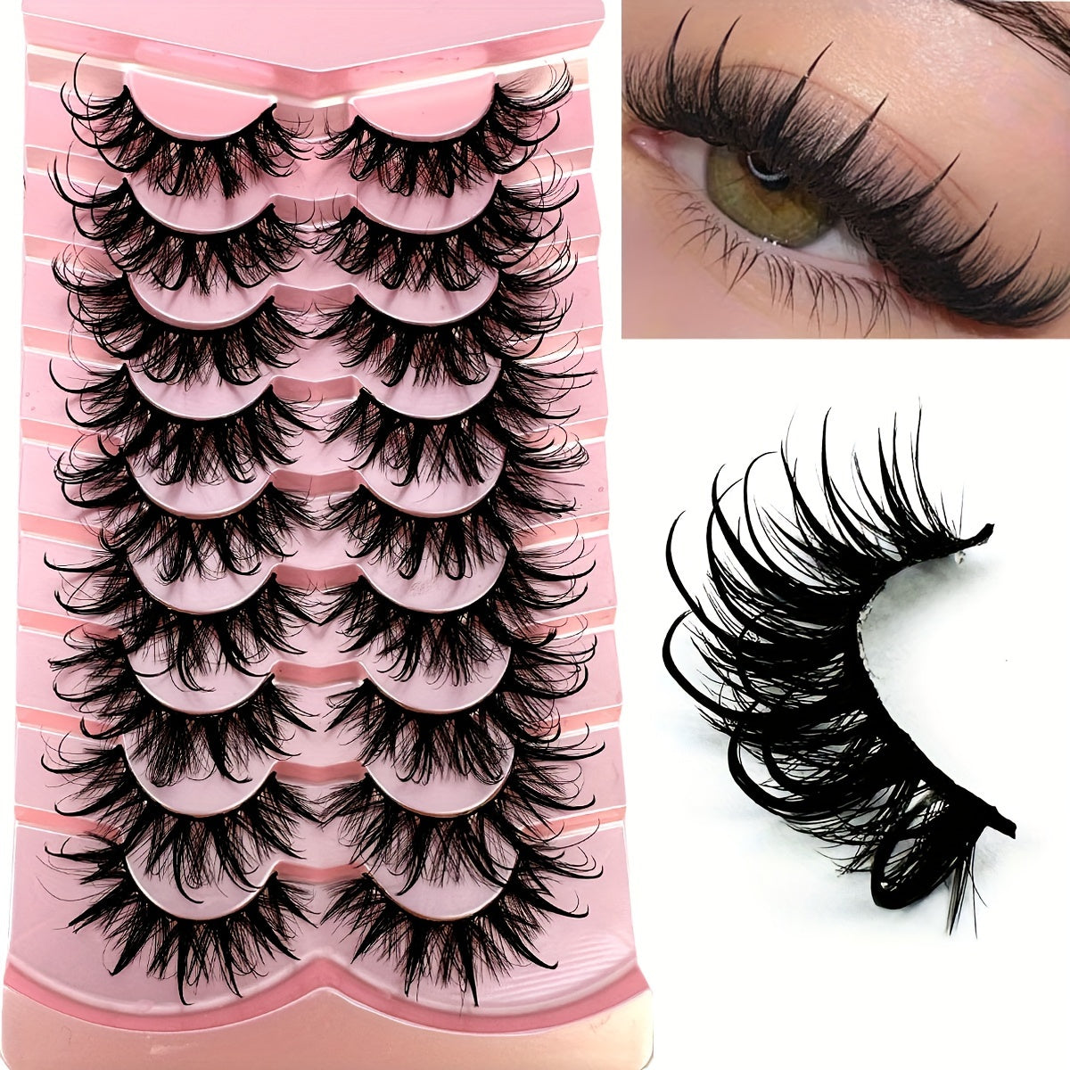 9 Pairs of Luxurious Wispy Fox Eye Lashes - Fluffy Faux Mink, Spiky Tips, and Fairy Cat Eyelashes for a Dramatic Eye Look - Reusable, Soft, and Comfortable False Eyelashes.