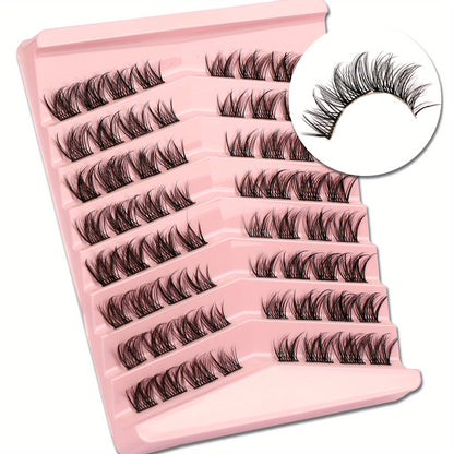 Individual Cluster DIY lashes 64-112 Clusters of 0.07mm Japanese Anime Cosplay Lash Kit – Individual Faux Mink Lash Extension Clusters for a Fluffy, Moist Manga Look