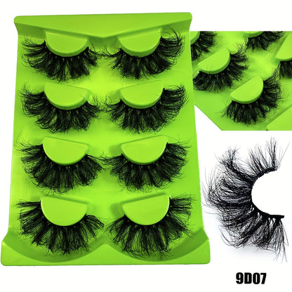 4 Pairs 9D Faux Mink Voluminous Lashes, Self-Adhesive, Reusable, Multi-Style Options