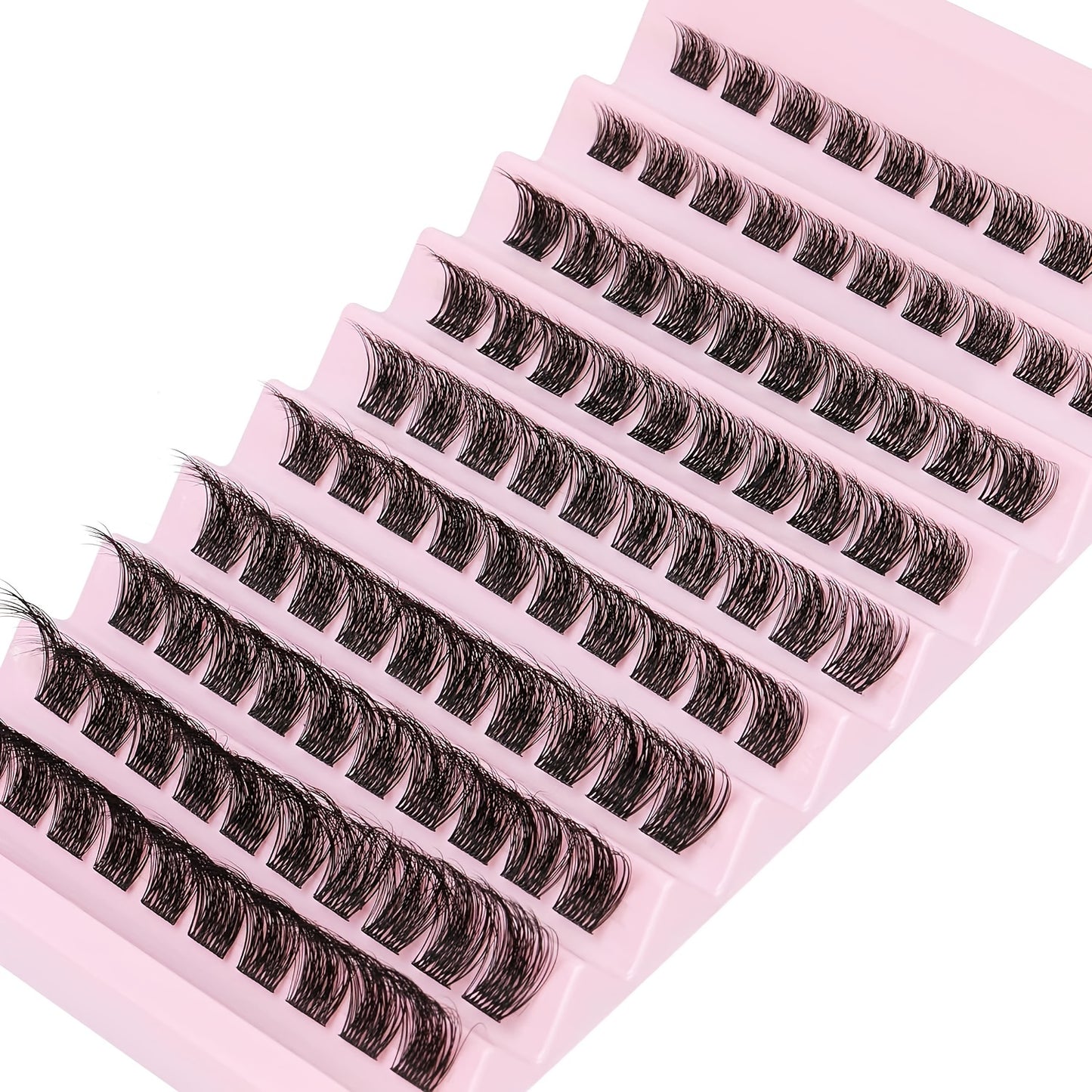 100pcs 8-16mm Wispy Individual Lash Clusters - Natural Look, D Curling, Fluffy, Ideal for DIY Salon-Quality Eyelash Extensions - Easy to Apply, Reusable, and Comfortable.