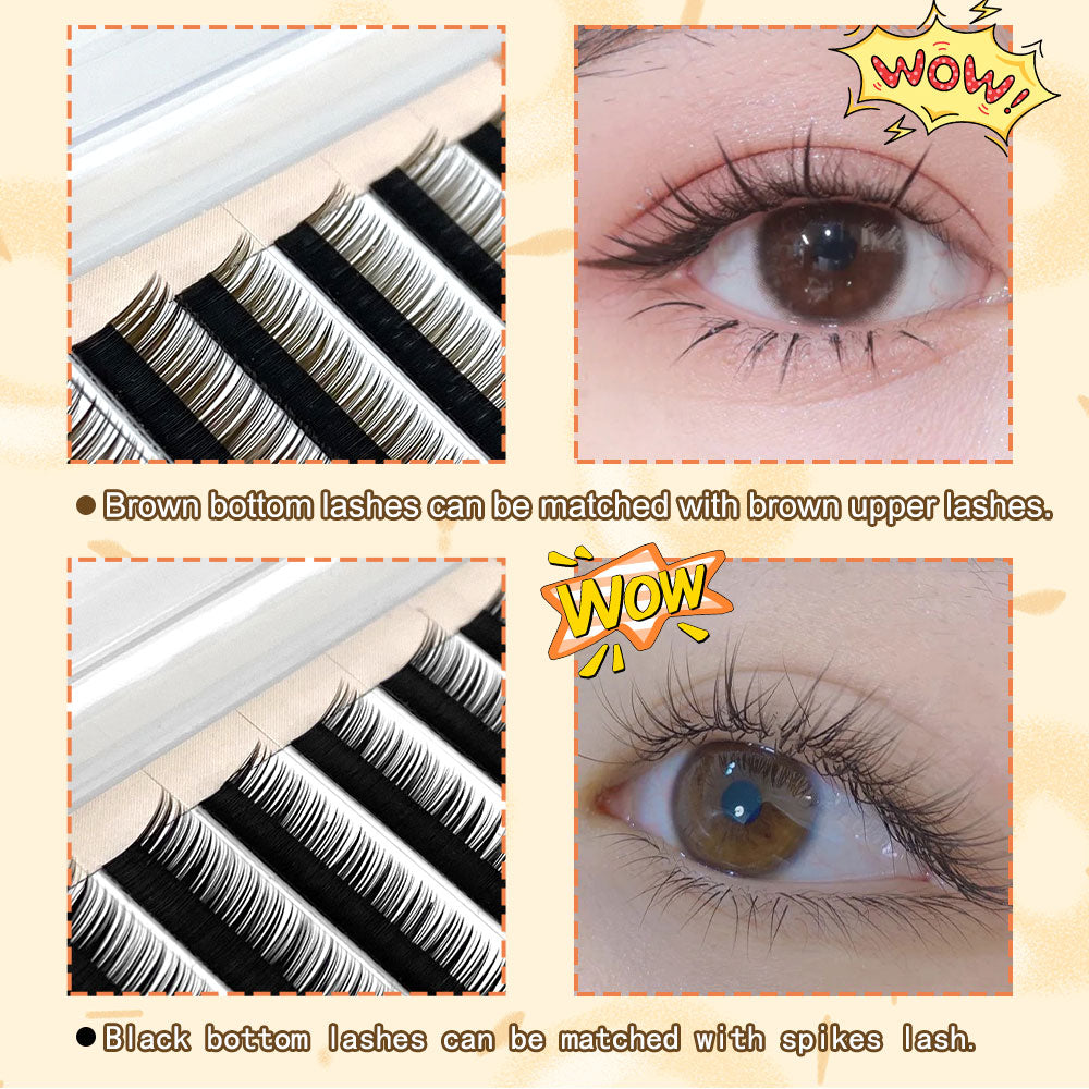 CURSAVELA Fake Lower Lashes  100pcs Mink 0.10 C Curl Brown Color 5mm 6mm 7mm