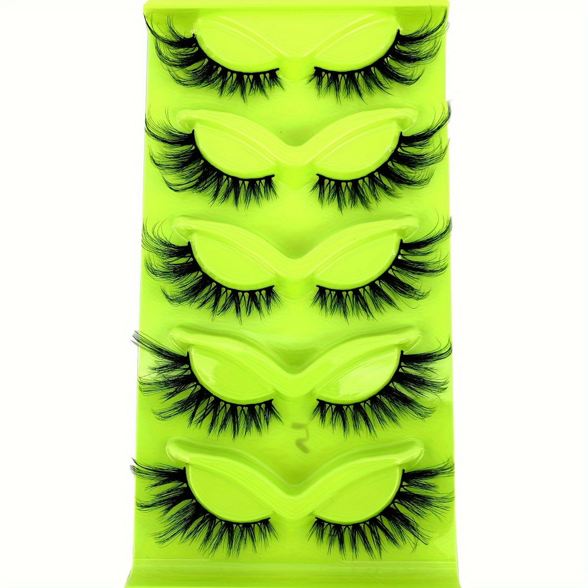 CURSAVELA 5 Pairs C Curl,D Curl Natural Fluffy 3D Faux Mink Cat Eye Short Cross False Eyelashes