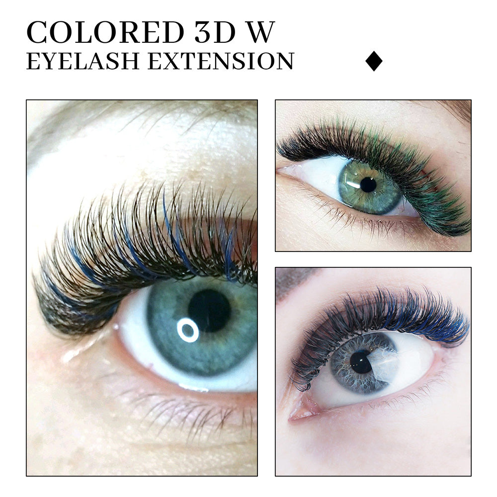 CURSAVELA Blue/Purple W Pre-Made 3D Volume Eyelashes – C/D Curl (8-15mm, 8-14mm, 8-12mm), Perfect for Cosplay