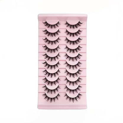 10 Pairs of Manga Doll Eye Lashes - Multilayer Natural Cross Thick Curling False Eyelashes for Beautiful Fashion Makeup