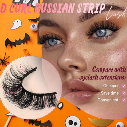 10 Pairs Fluffy D Curl False Eyelashes - Wispy, 3D Volume, Soft & Handmade for Beginners, Clear Band, 12mm Medium Length