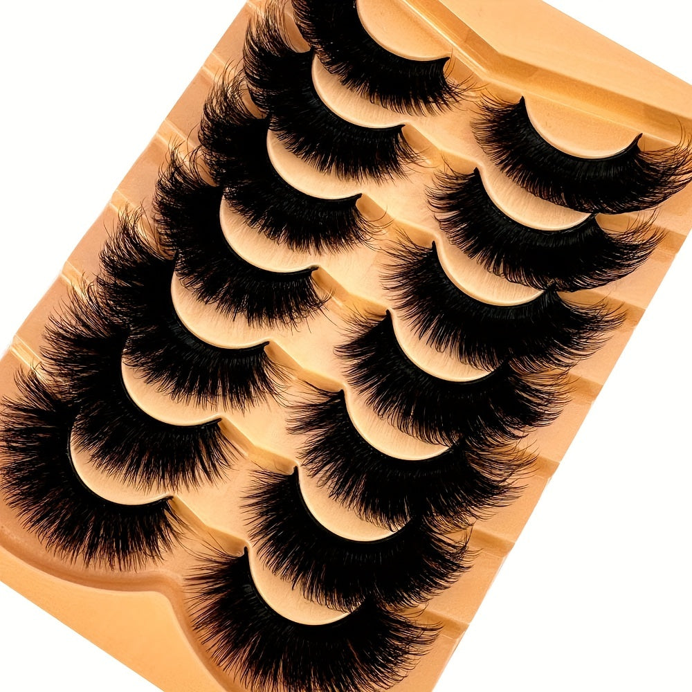 7 Pairs Luxurious Thick and Long Dramatic False Eyelashes | 3D Faux Mink Full Strip Lashes with Realistic Hairs | Easy-to-Apply Design for a Glamorous Makeup Look | Reusable