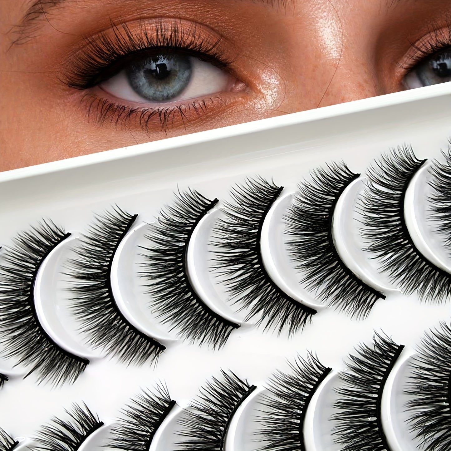 10 Pairs Luxurious Fluffy Faux Mink False Eyelashes - Natural Cross Style, Thick Volume for a Dramatic Look - Soft, Lightweight & Reusable, Cruelty-Free