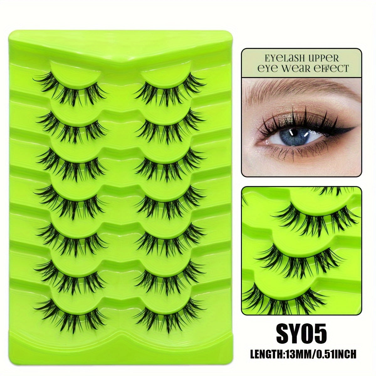 Easy Fan Eyelashes 7 Pairs Manga Lashes - Natural Individual Anime Lashes, Eyelash Extensions for Anime-Inspired Makeup