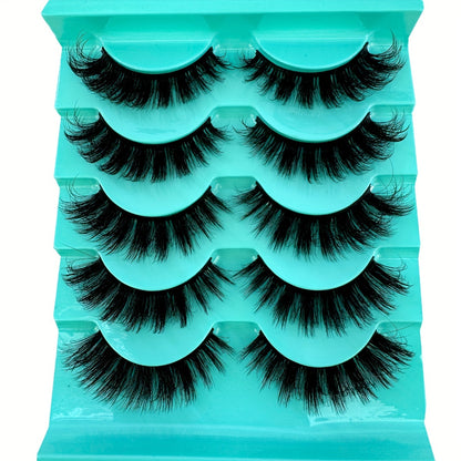 5 Pairs 3D Cat Eye Lashes, Fluffy & Soft Cross Style, D Curl Natural False Lashes for Daily & Glamorous Looks