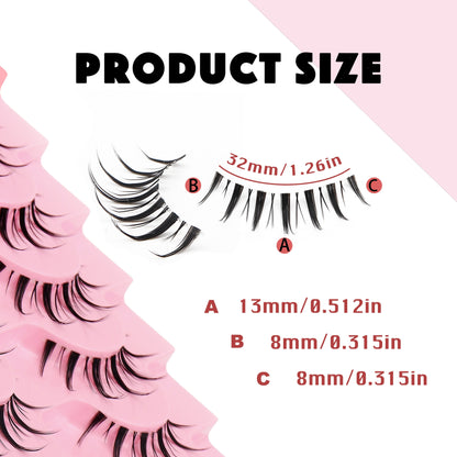 10 Pairs of Spiky Anime False Lashes – Natural, Reusable, Lightweight Cosplay Lashes for Everyday & Costume Wear