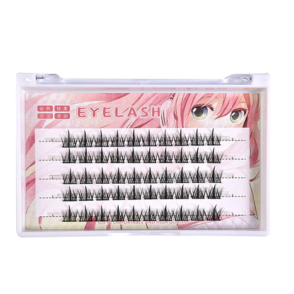 100pcs Lazy Person's 3-Step Lashes, Natural Curl Manga Little Devil Segment Lashes with Fine Stems