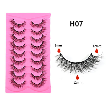 More style 9 Pairs 5D Explosion Style False Eyelashes, Large Capacity, Dense and Curled Self-Extension Lashes, Natural Stiff Stem False Eyelashes