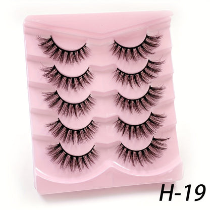 5 Pairs 3D Fluffy False Eyelashes, Wispy Natural Full Strip Lashes, Dramatic Volume Reusable Unscented for Daily Wear