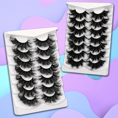 Classic Volume Eyelashes 7 Pairs 25mm Cat-Eye Faux Mink Lashes-8D Wispy,Dramatic Volume,Reusable,Easy to Apply