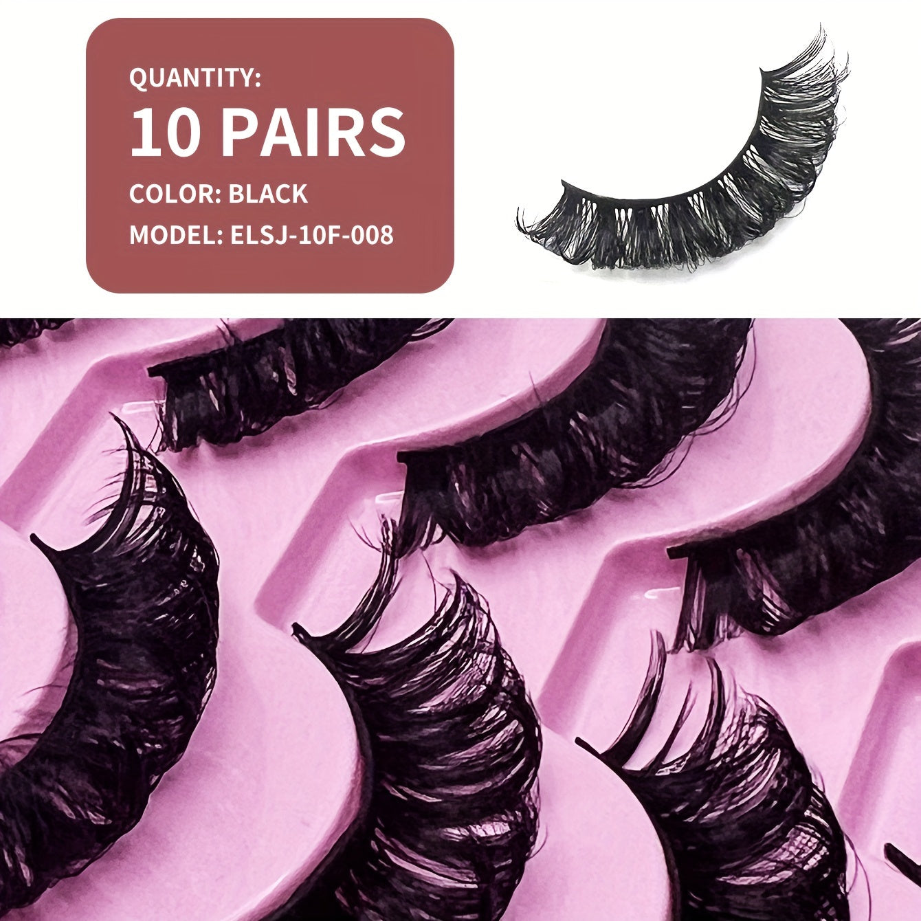 Classic Volume Eyelashes 10 Pairs 33mm 3D False Eyelashes, Russian Curls, Natural & Light, Perfect for Beginners, Party & Holiday