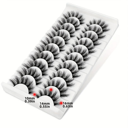 10 Pairs of 6D Faux Mink Lashes – Natural, Fluffy, Dramatic, Reusable Eyelashes for Everyday Wear – Lightweight & Comfortable