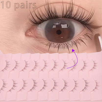 Lower Eyelashes Bottom Eyelashes Handmade Soft False Eyelashes, Natural Lower Eyelashes Comic Style Transparent Reusable