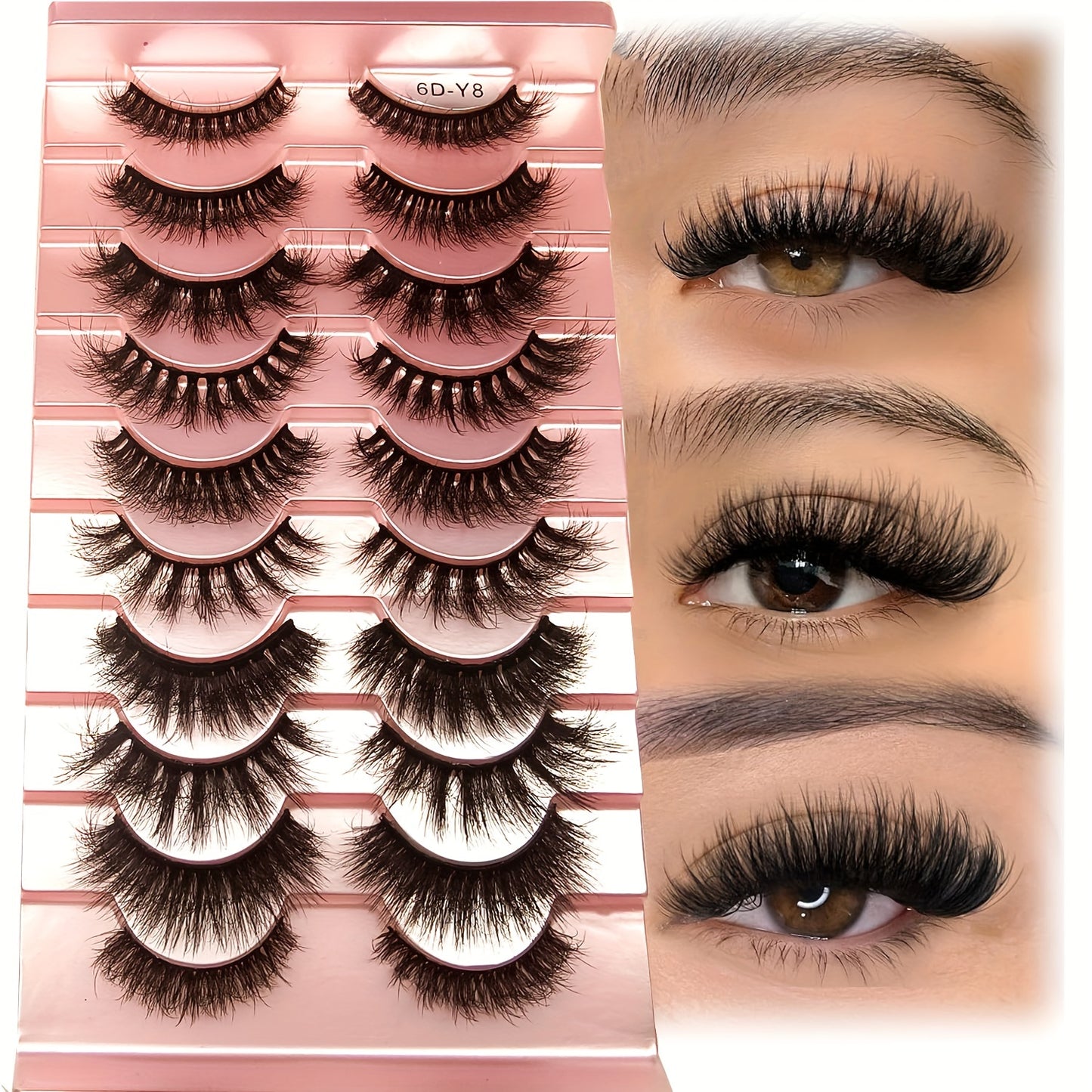 Classic Volume Eyelashes 10 Pairs Mixed Styles 3D Mink False Eyelashes Set, Handmade Wispy Fluffy Long Lashes, Delicate Eye Makeup Tools, Reusable Fake Eyelashes