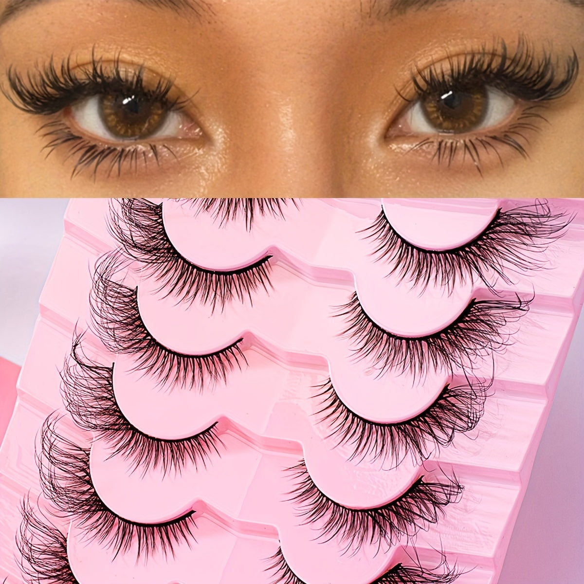 7 Pairs 8D Wispy Cat-Eye Faux Mink False Eyelashes - Dramatic Long Thick Volume Lashes Makeup Tool