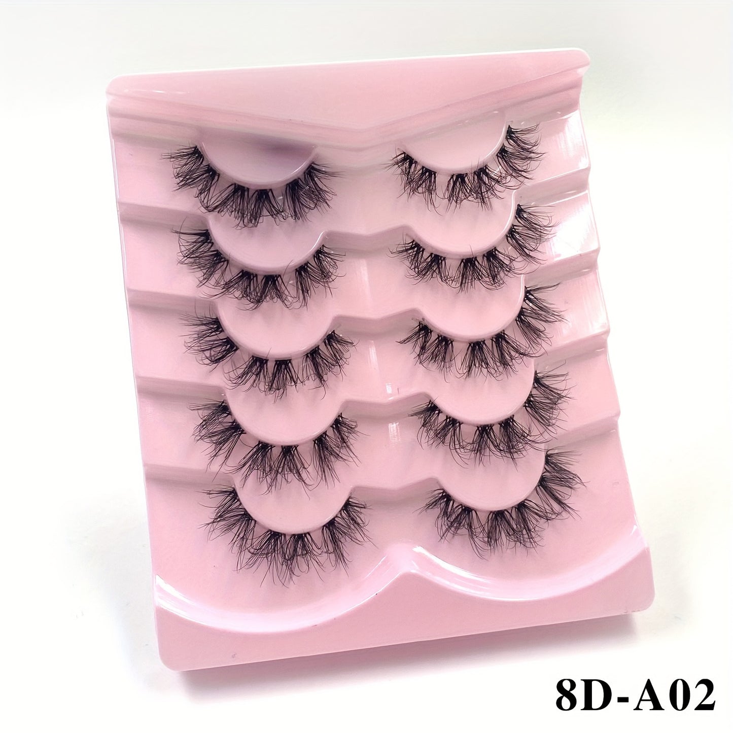 5 Pairs of 3D Fluffy Eyelashes with Clear Band - Reusable & Natural Look