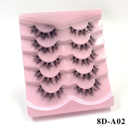 5 Pairs of 3D Fluffy Eyelashes with Clear Band - Reusable & Natural Look