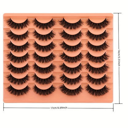 Classic Volume Eyelashes 14 Pairs Thick and Fluffy Faux Mink False Eyelashes Pack – Wispy Black Cat Eye Lashes with a Natural Look, Like Eyelash Extensions