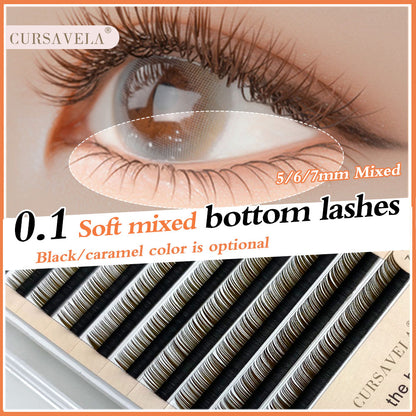 CURSAVELA Fake Lower Lashes  100pcs Mink 0.10 C Curl Brown Color 5mm 6mm 7mm